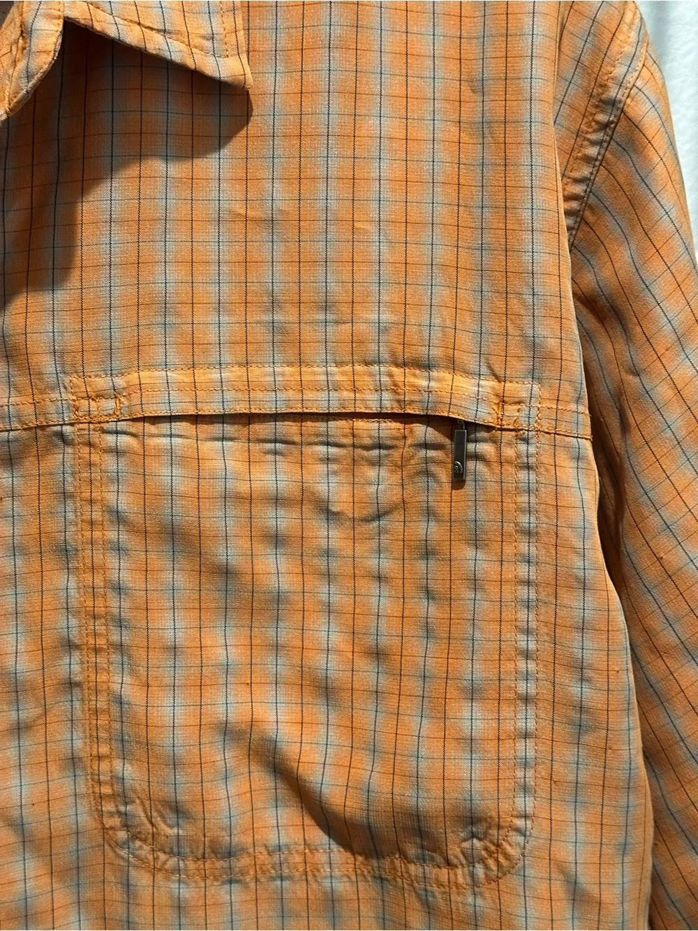 The North Face Orange Plaid Short-Sleeve Button-Up Shirt